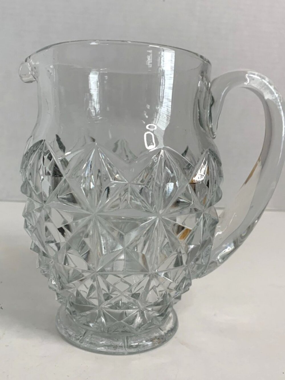 Vintage 6" Indiana Monticello Glass Pitcher Heavy Clear Pressed Glass